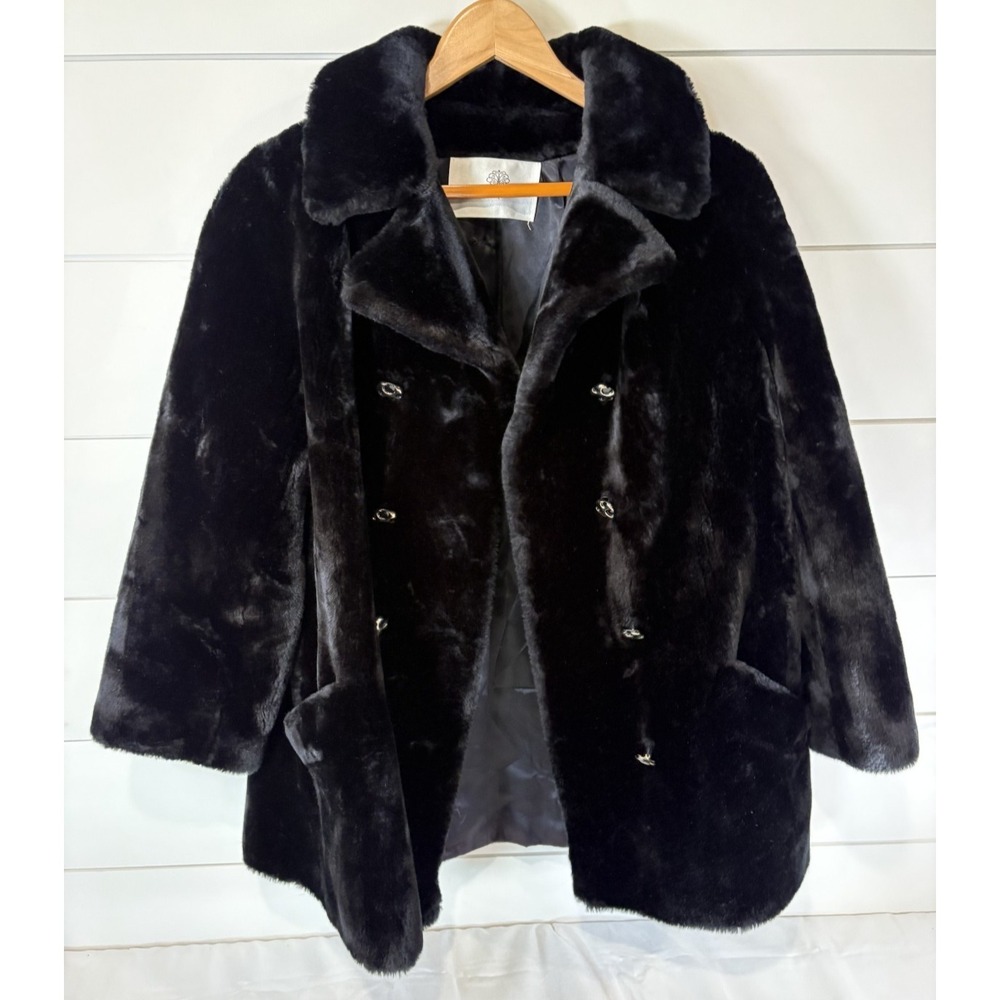 Vintage Sportowne Borgazia Coat Women's Black Faux Fur Stix, Baer & Fuller